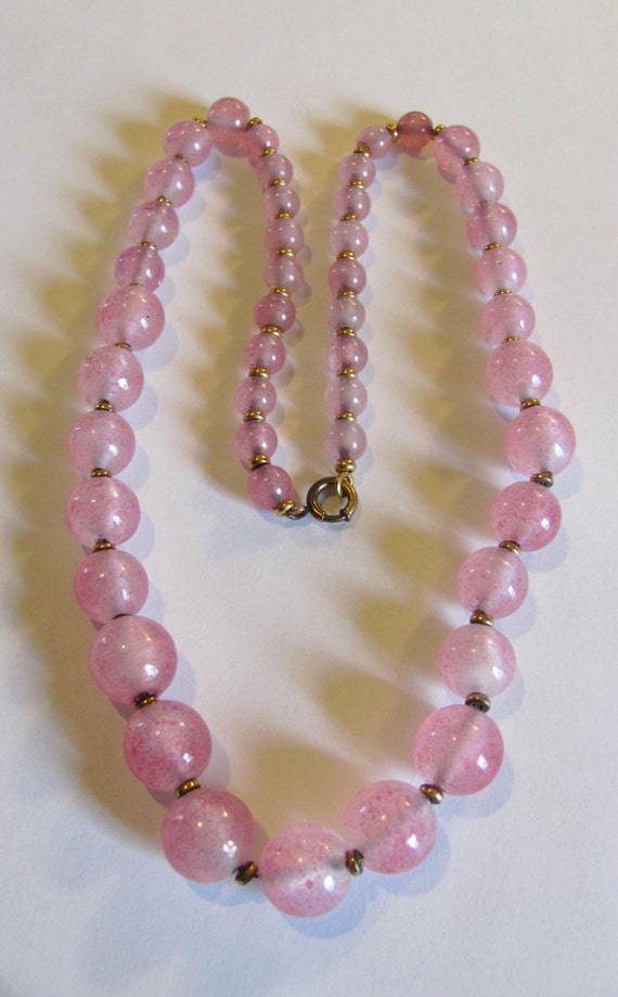 Vintage Rose Quartz Necklace by NorthShoreAntiques on Etsy