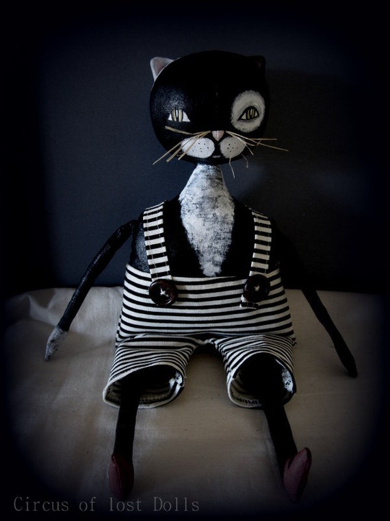 Oscar primitive folk art doll cat by Circusoflostdolls on Etsy