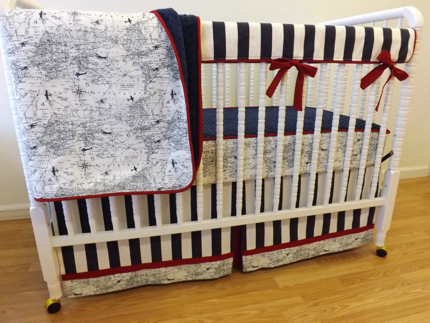 BUMPERLESS Airplane Crib Bedding MADE to by LittleCharlieMay