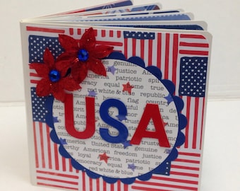 4th of July scrapbook premade pages Chipboard Board Book Photo Album - 5x5