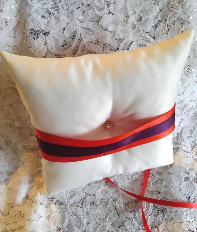 Ivory Persimmon Eggplant Flower Girl Basket and matching Ring