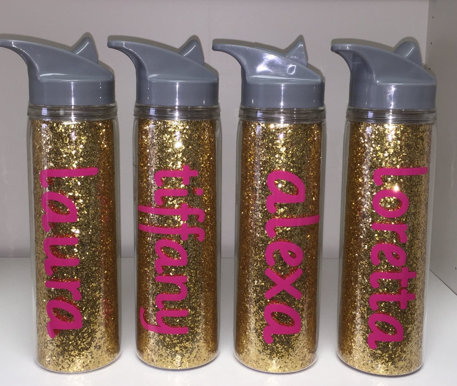 Glitter Water Bottle Personalized Glitter by happythoughtsgifts