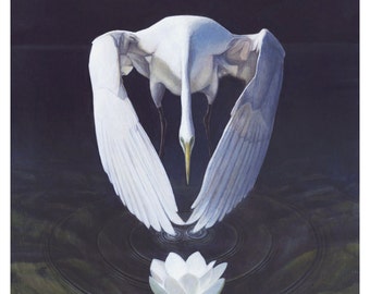 Egret Inner Peace yoga print
