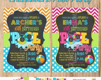 CHALKBOARD POOL PARTY invitation - You Print