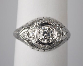 Platinum and Diamond .50 Carat Edwardian Engagement Ring