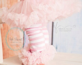 pink leg warmers, ruffle leg warmers, pink striped leg warmers, girls leg warmers, toddler leg warmers, baby pink leg warmers