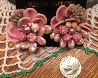 Vintage Pimk Earrings marked West Germany