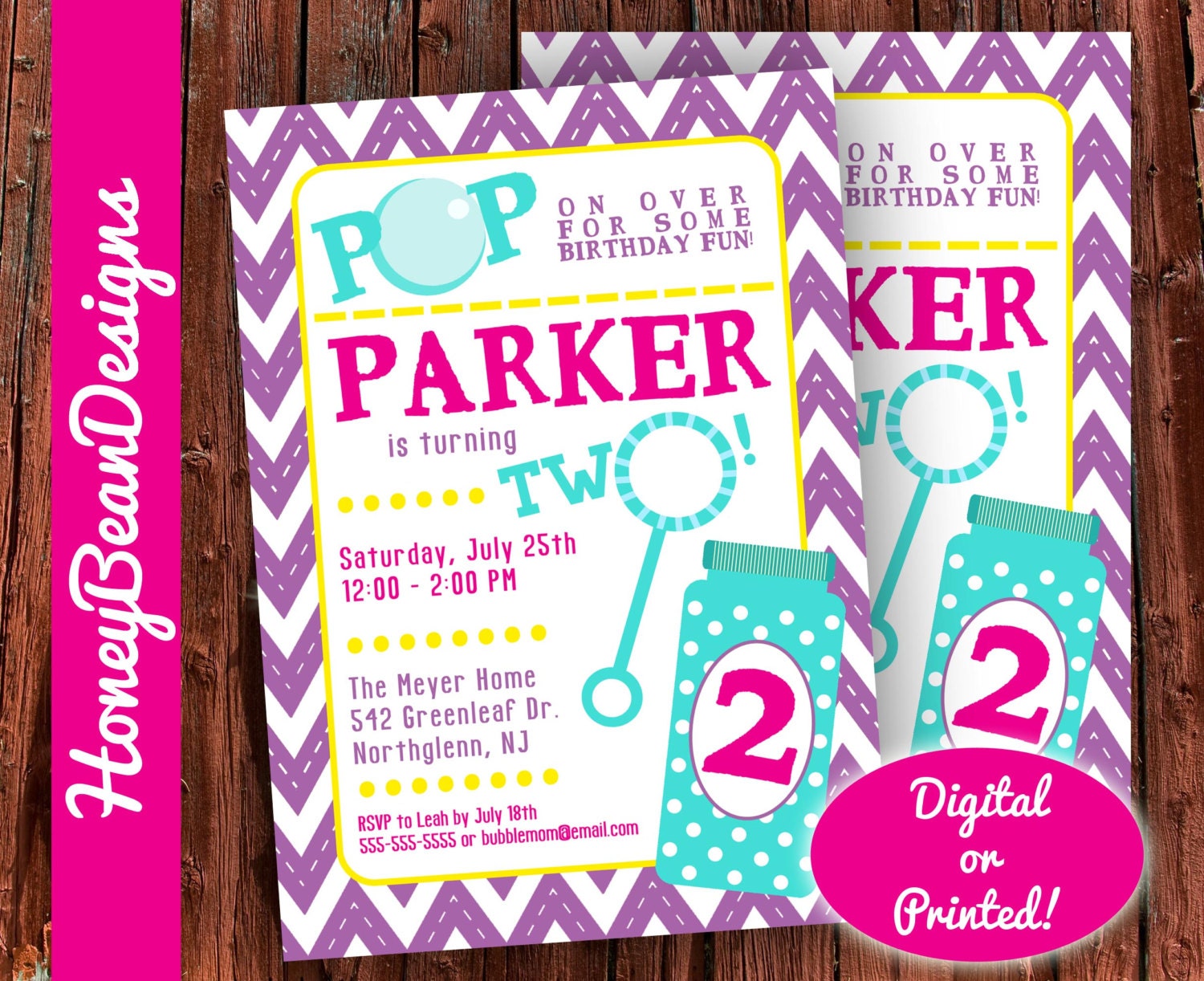 PRINTABLE Bubbles Birthday Party Invitation Bubble Pop On Over
