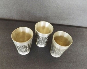 Vintage Rein Zinn Pewter Shot Glasses, Barware, Bar Accessories, German Accessories, Pewter Serving, Rein Zinn 92 96, Pewter Serving Dishes