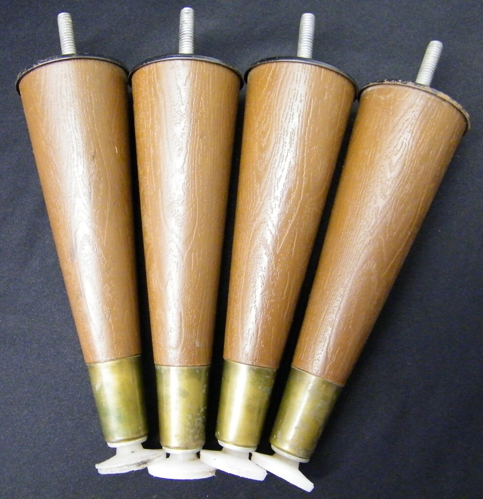 Set of 4 Vintage Retro Mid Century Modern Plastic Faux Wood Tapered