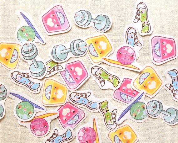 Cute Exercise Planner Stickers Kawaii Workout by