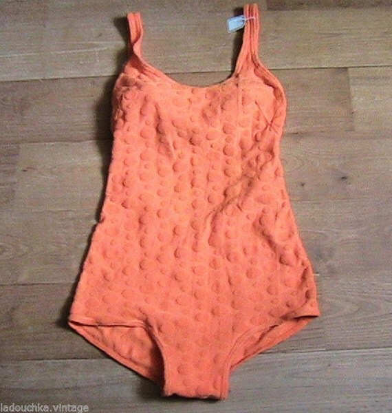 French 1960s 1 Piece Swimsuit Bathing Suit Groovy by ladouchka