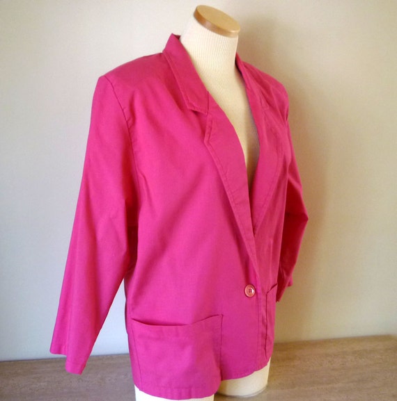 Items similar to Pink Cotton Blazer Jacket, Ladies S.C & Co Blazer