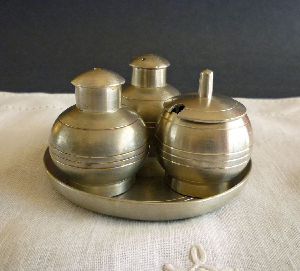 Salt Pepper Condiment Serving Tray Set by MaisonChantalMichael