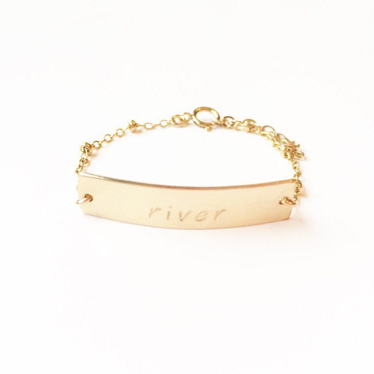 Baby name bracelet hand stamped bracelet baby shower gift