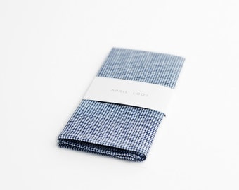 Casual pocket square, white and blue handkerchief