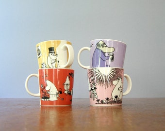 Single Vintage Arabia Finland Moomin Mug - Yellow "Office"
