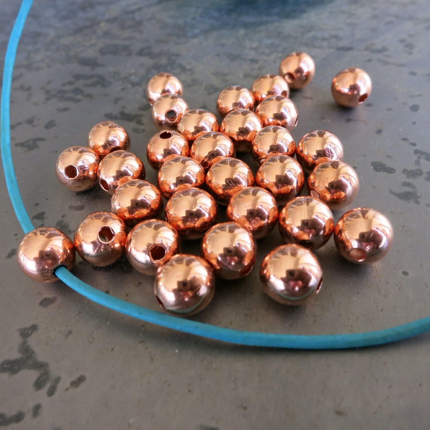 Round Copper Beads 8mm Hollow Beads Seamed Copper Beads