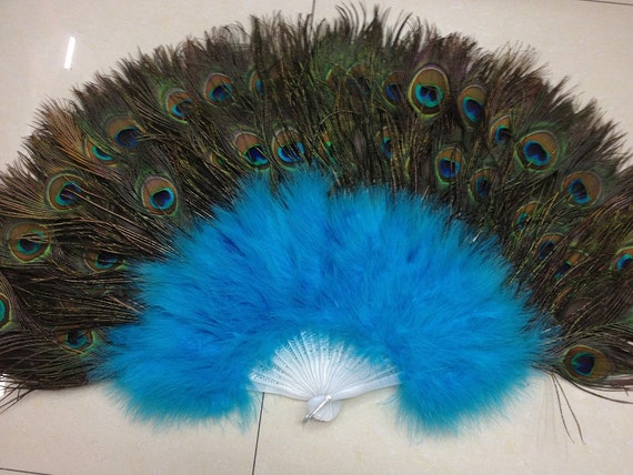 60cm Large Peacock feather fan 24inch full feathers