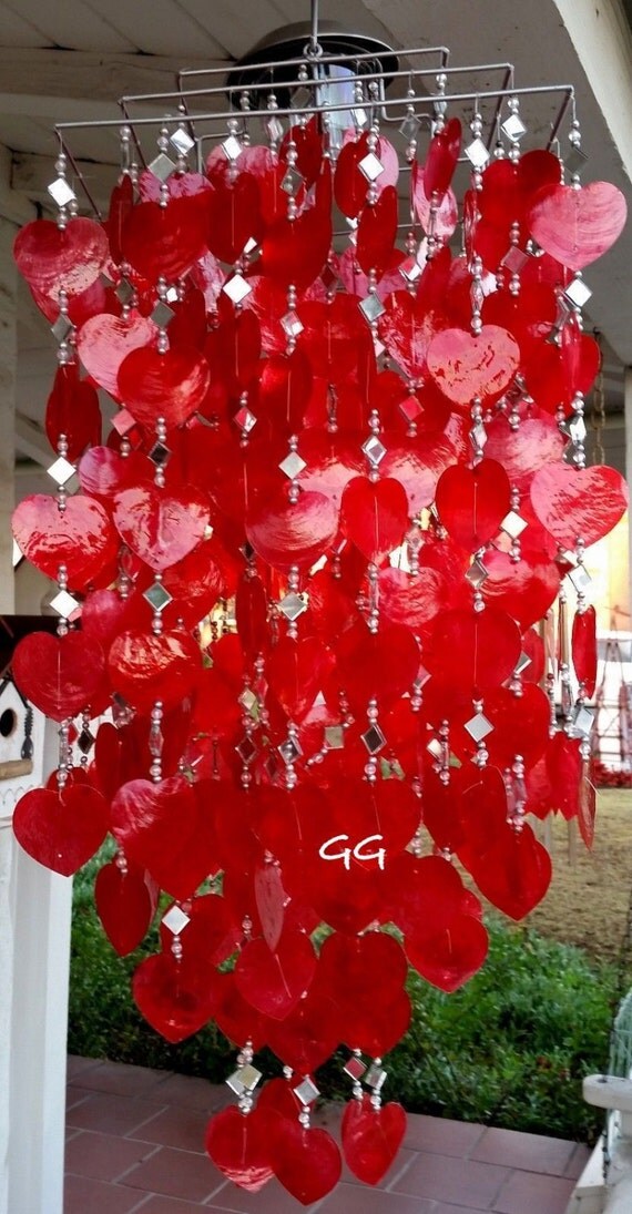 Solar Capiz Shell Windchimes Chandelier Red Heart Chimes Like This Item