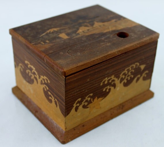 Vintage Wood Cigarette Box Roller Dispenser Japanese by AHOTStores