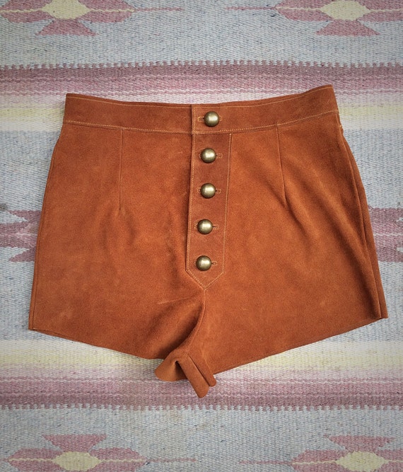 High Waist Suede Leather Shorts