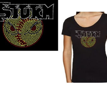 BLiNg Storm Softball with Eyes Custom Rhinestone Shirt