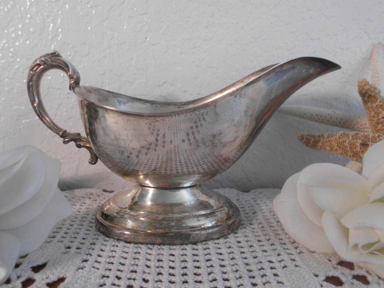 Vintage Silver Plated Gravy Boat Thanksgiving Buffet