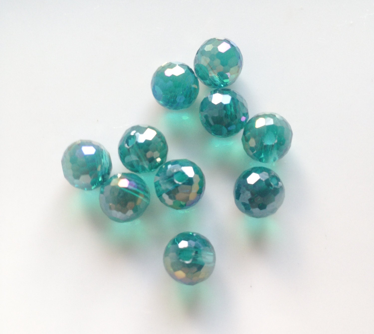 Teal Green 'Disco Ball' Faceted 12mm Round by DesignsByKarmin