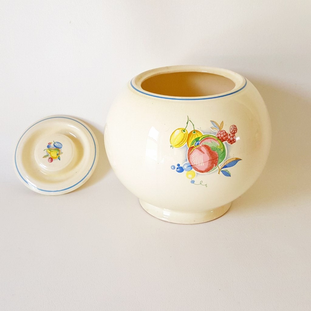 Vintage Kitchen Kraft Large Round Ball Jar Cookie Jar Fruit