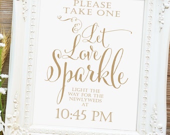 Let Love Sparkle Sign | Various Sizes | Printable sign | Bella | Antique Gold | I Create and You Print
