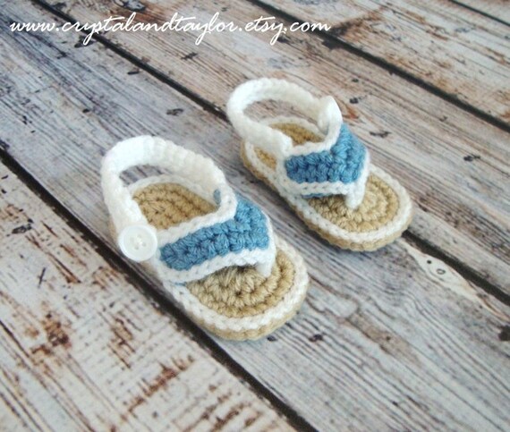 Baby Boy Crochet Flip Flops, Baby Sandals, Newborn Shoes, Crochet ...