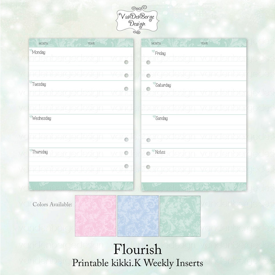 Printable Planner Inserts Kikki K | printable large kikki k weekly inserts by vandenbergedesign Printable Planner Inserts Kikki K | printable large kikki k weekly inserts by vandenbergedesign