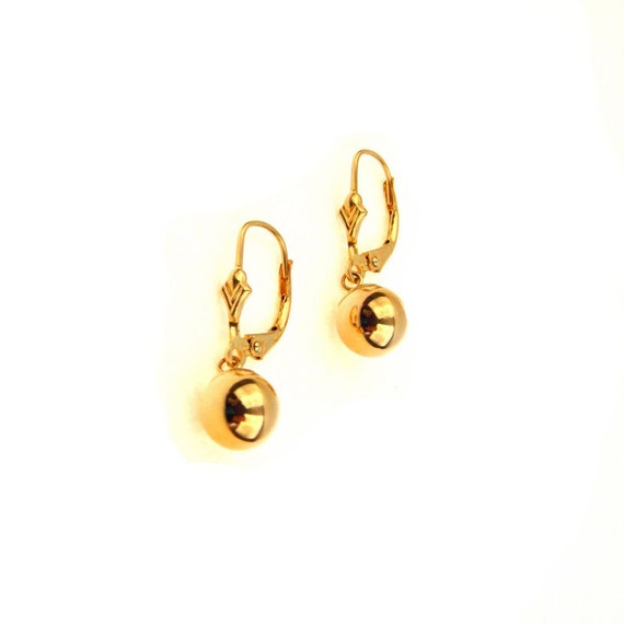 Estate 14k Gold Ball Drop Earrings Lever Back Closure