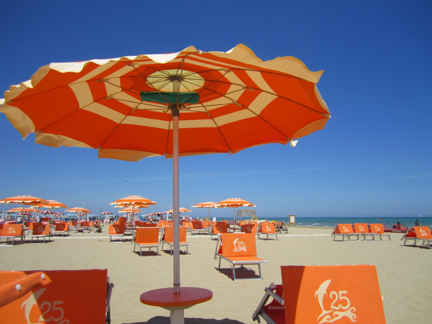 Orange Umbrellas Photo Italy Beach Scene Beach by AndreaHoag