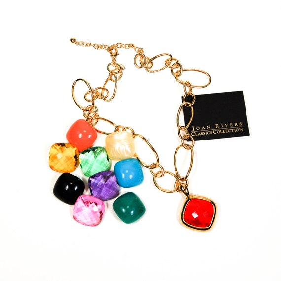 Joan Rivers Interchangeable Gem Necklace Gold Tone Square