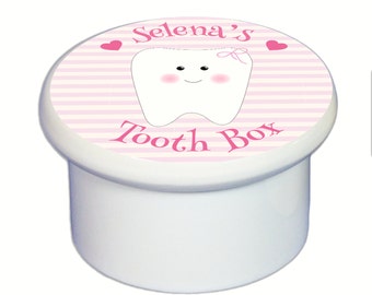 Personalized Tooth Box for boys or girls - Tooth Fairy Box - Teeth Keeper Ceramic Keepsake for Tooth Storage Custom Pink Blue BOXFAIR-tooth