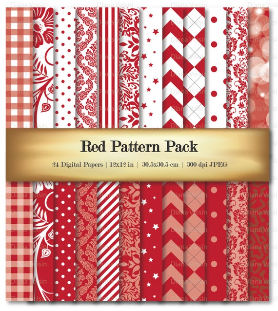 Red Digital Scrapbook Paper Digital Scrapbooking Paper Variety