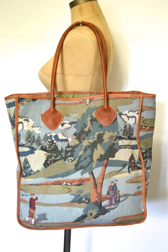 Vintage Large Tapestry Tote Bag with Nature / by RebootVintage