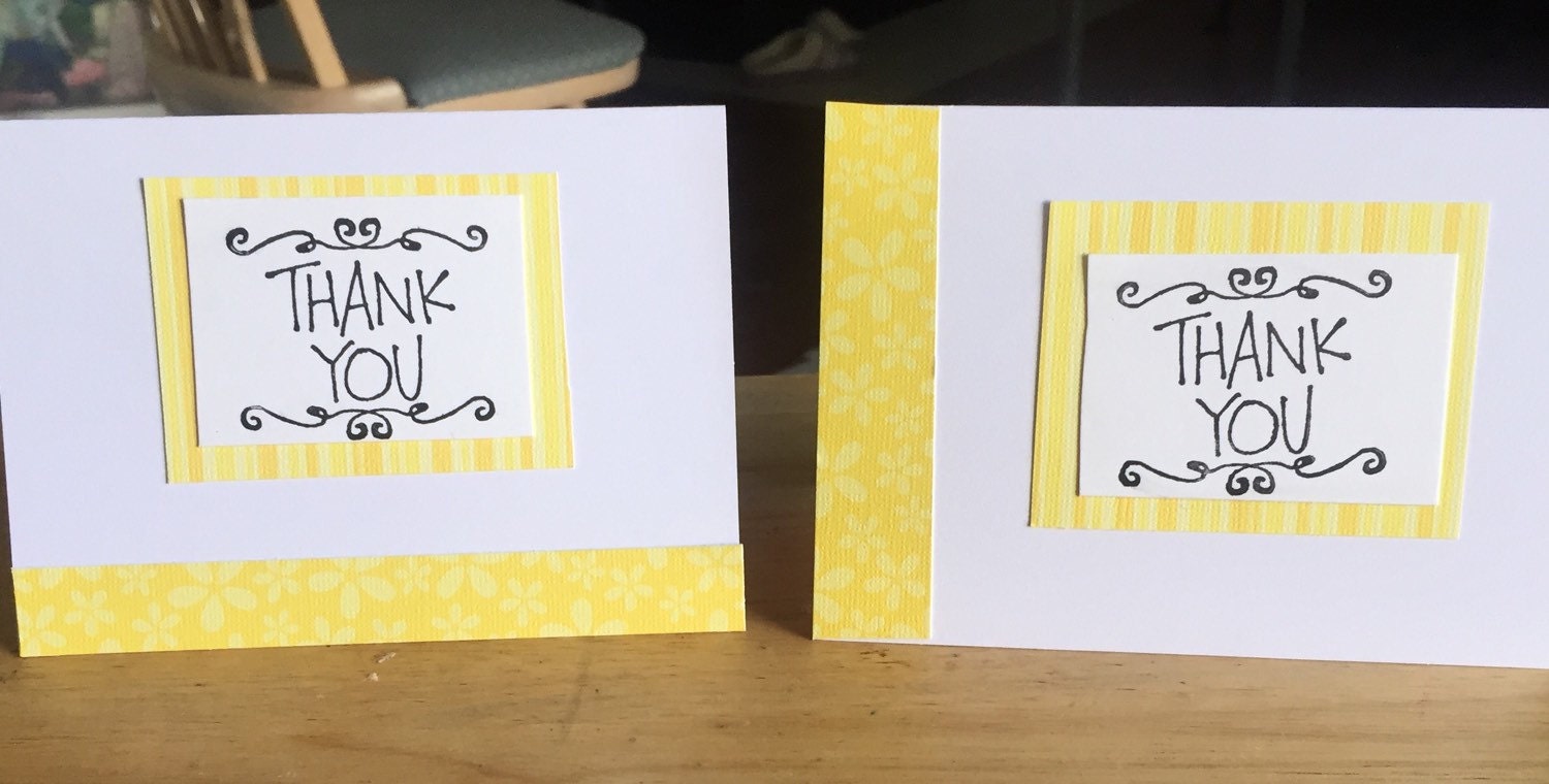 Set Of 4 Shades Of Yellow Thank You Cards By Sayitwithstyle68