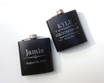 Groomsmen Gift, Engraved Hip Flask, Groomsmen Flask, Personalized Flask, Best Man Gift, Bridal Party, Wedding Party Gift, 1 Flask