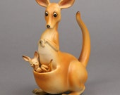 Josef Originals Rock-A-Bye Joey in Its Mothers Pouch Ceramic Figurine, A Funny & Sweet Take on Motherhood, Great Cake Topper Baby Shower