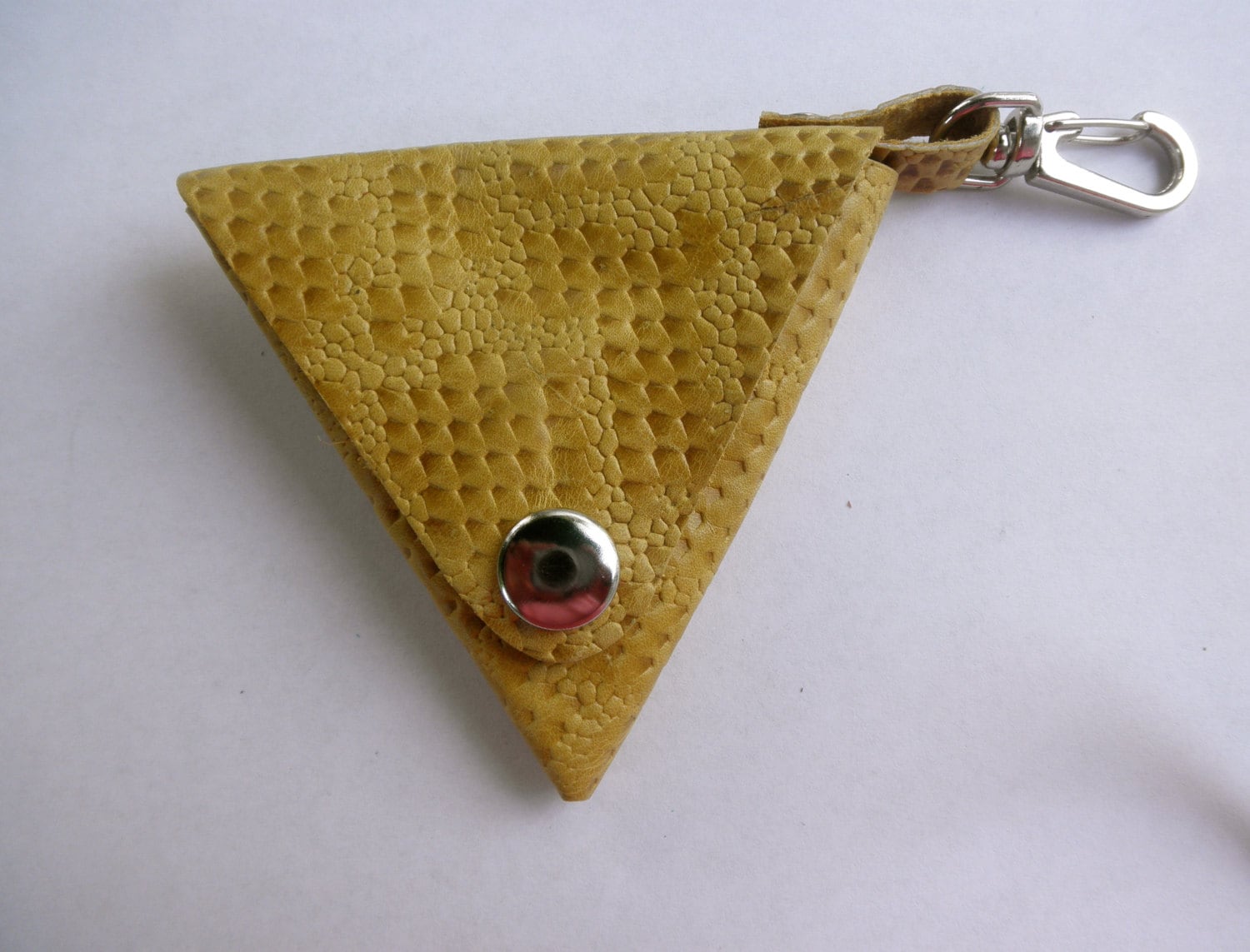 Pattern yellow leather coin purse triangle coin purse