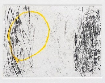 Etching and Collograph Miniprint. Original Small Printmaking. Small Abstract Etching Print. Contemporary Square Intaglio Print. Wall Decor.