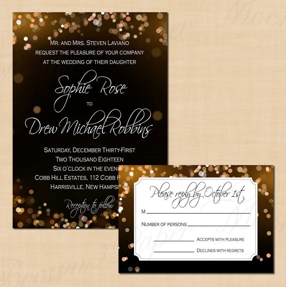 Champagne Bubbles Invitation and RSVP Package: Text-Editable