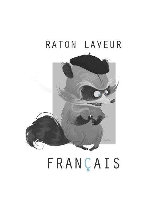French Raccoon Print by BourdonBleu on Etsy
