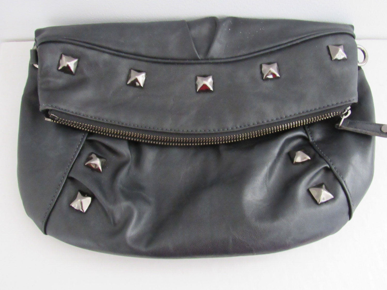 Black Leather Studded Purse Vintage 90s