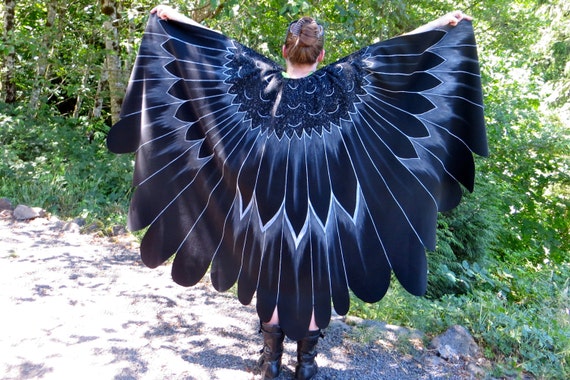 Items similar to Raven Cloak Crow Blackbird Owl Wings OOAK Bird Cloak ...