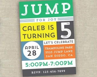 bounce house party invitation - trampoline party invitation - jump invitation