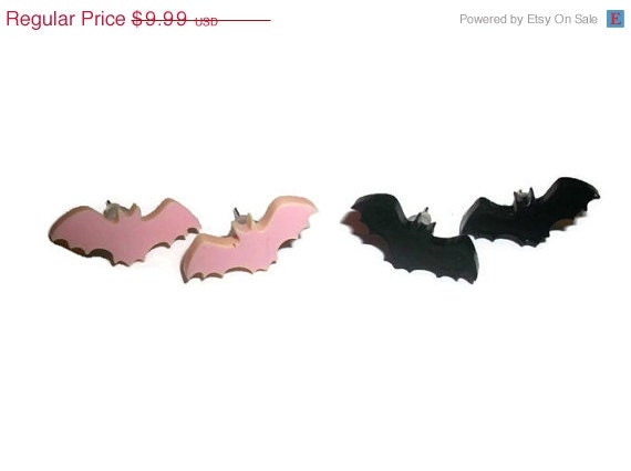 Bat Earrings Black Stud Earrings Creepy by KitschBitchJewellery